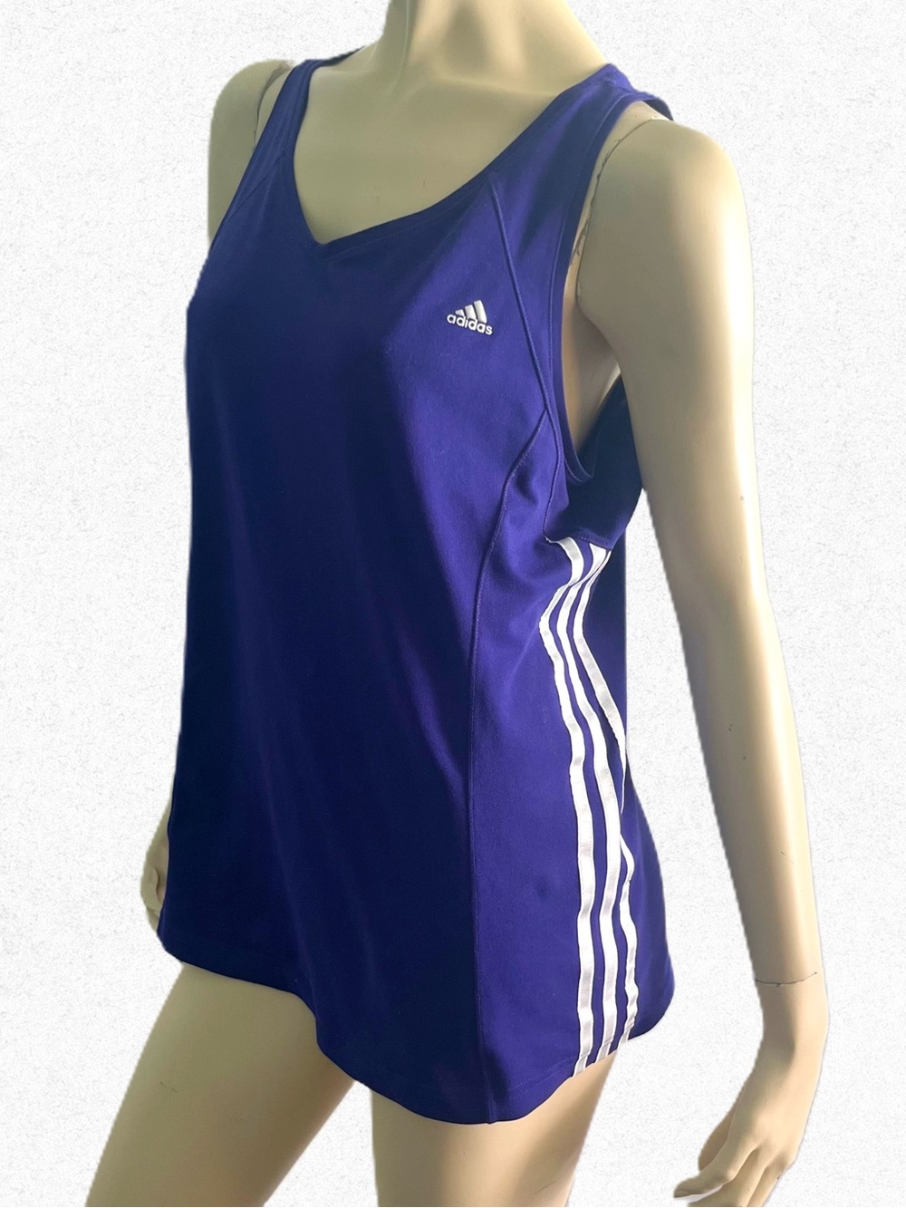 Adidas Clima Purple Athletic Tank with White Side Stripes